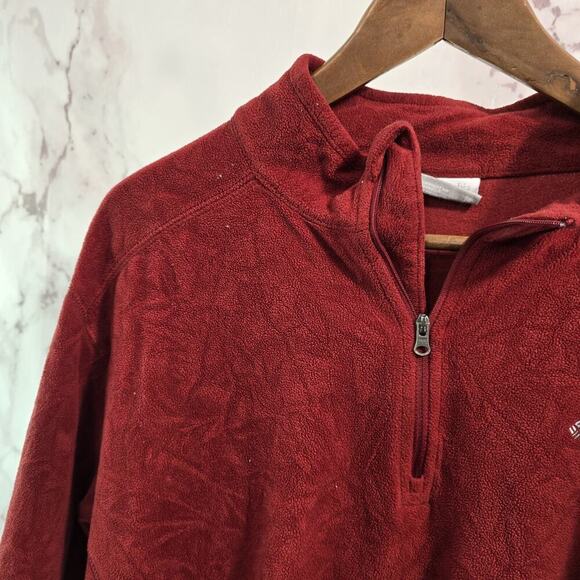 Columbia Pullover Men XL Red Fleece Quarter Zip Klamath Range Sweater - Picture 2 of 11